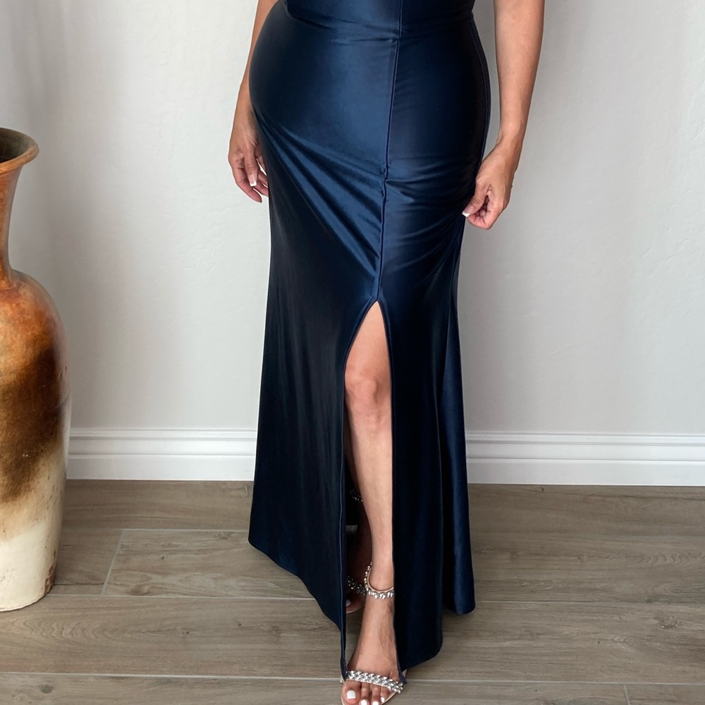 Beautiful David Bridal’s royal navy long dress